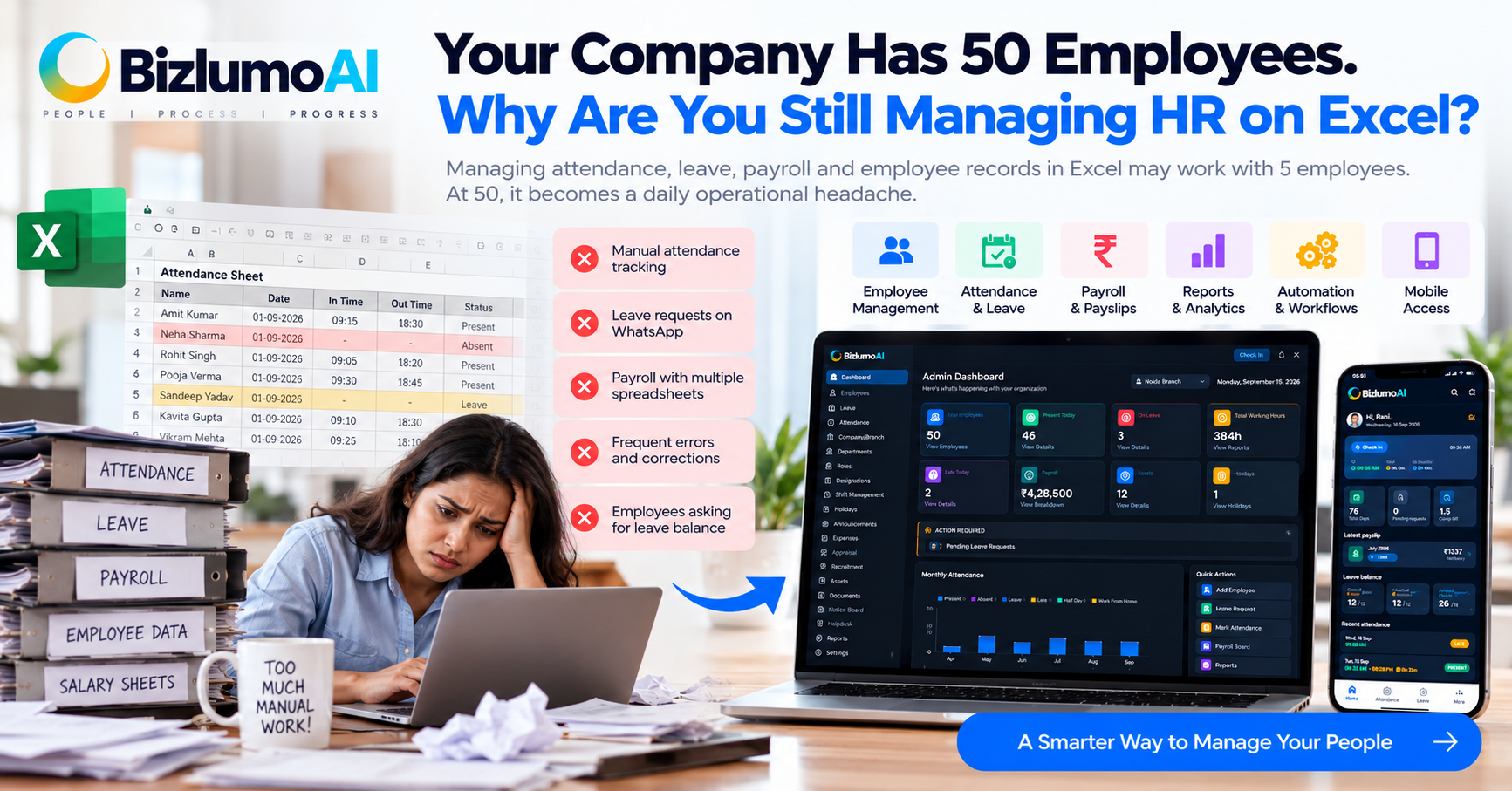 Your Company Has 50 Employees. Why Are You Still Managing HR on Excel?